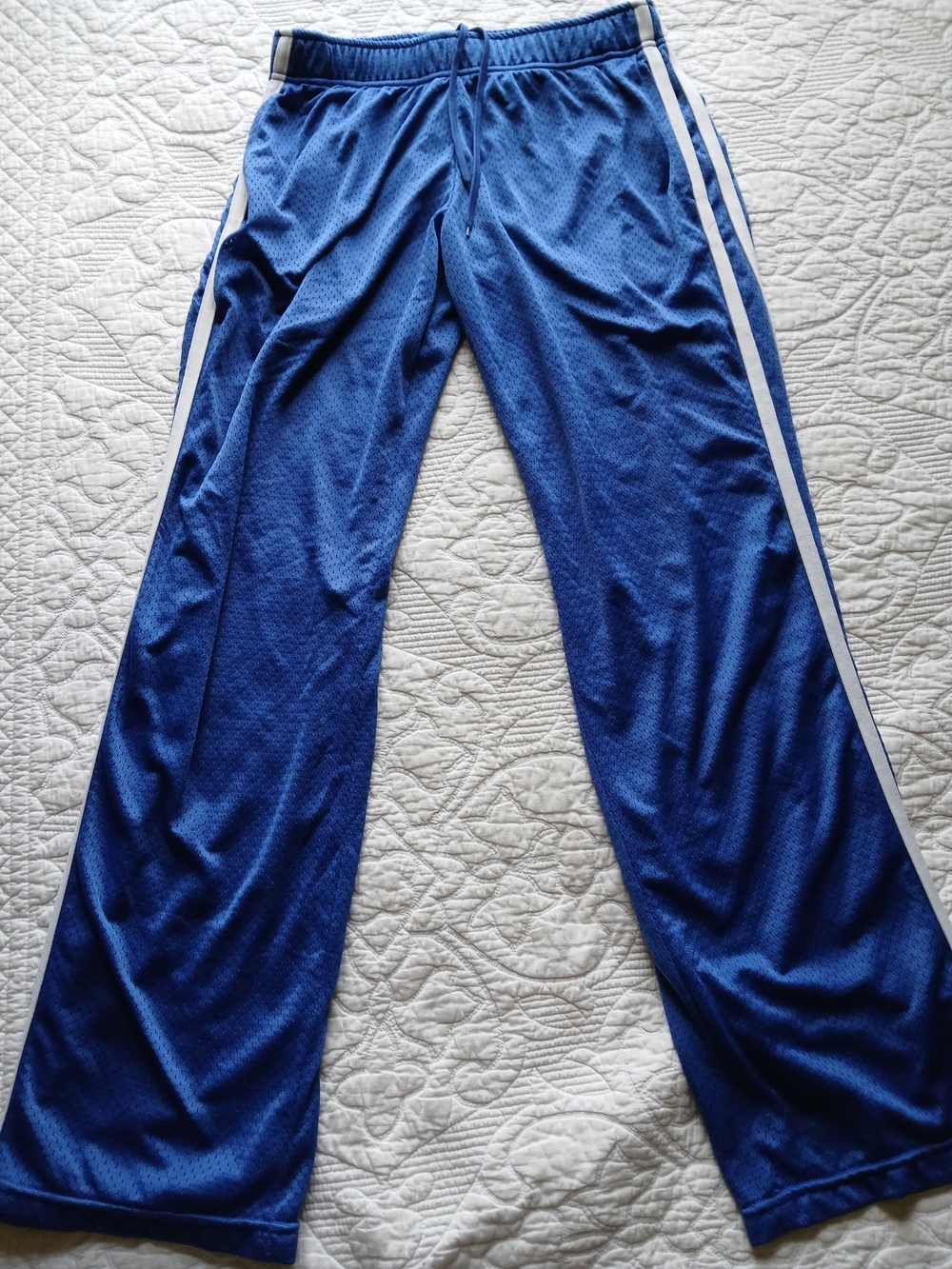 ☆Athletic Works Blue Track Pants with White Side Stripes